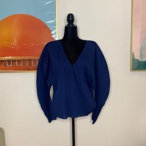 Zara cobalt blue long puffy sleeve top L